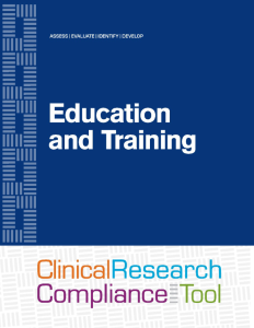 Education and Training Clinical Research Compliance Tool (ETCRT)